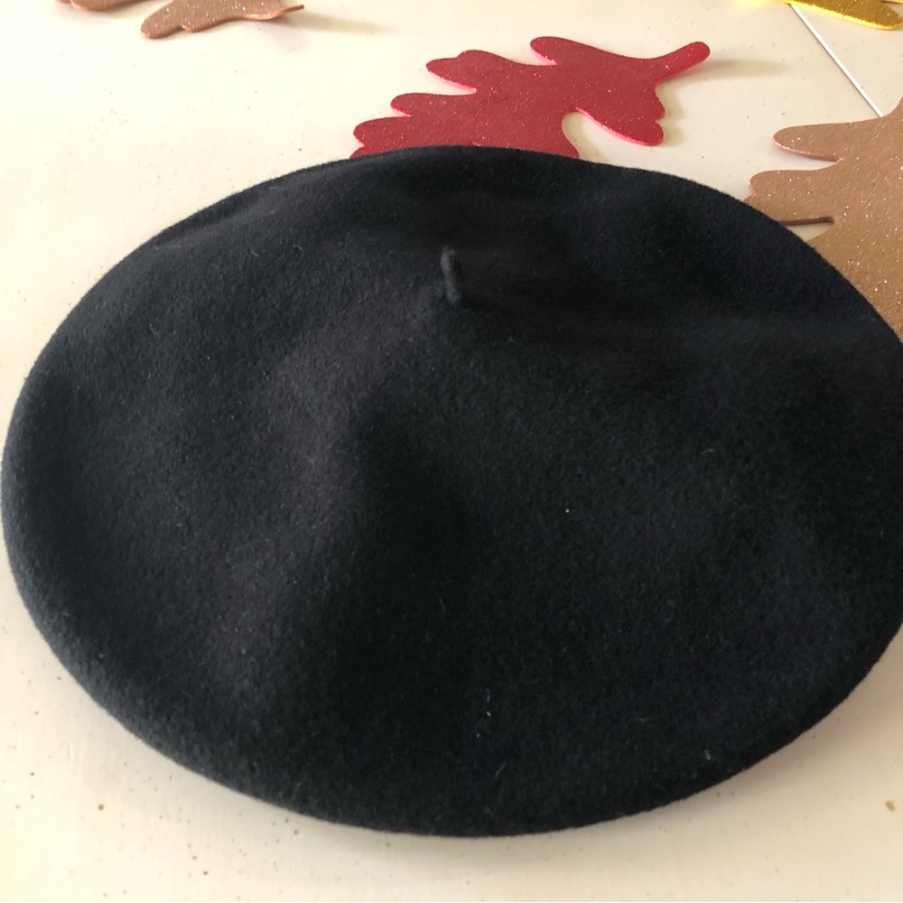 Made in France Wool Classic French Beret Hat Black Unisex - Picture 7 of 10
